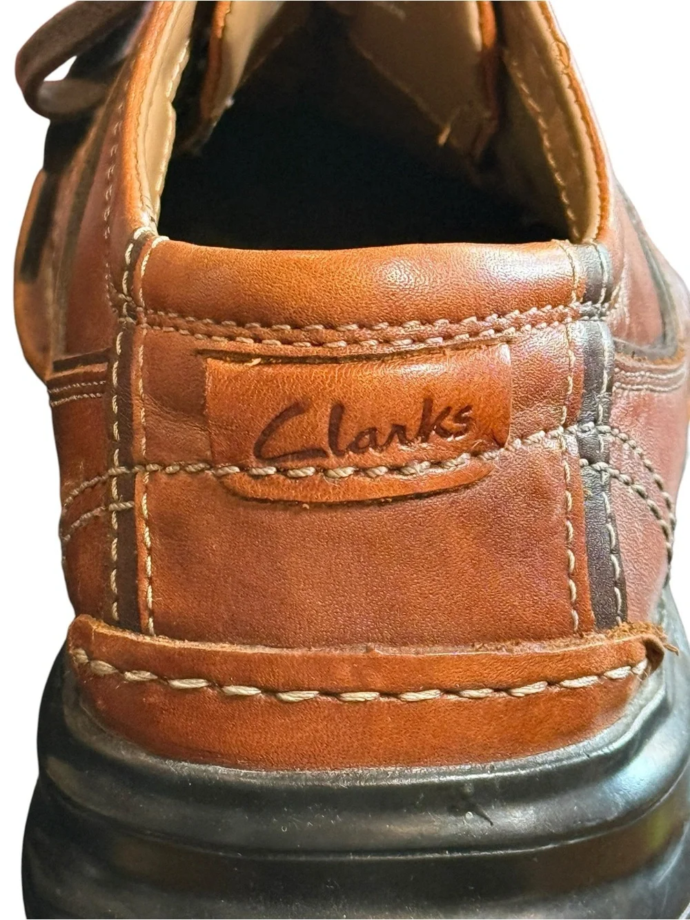 Clarks Touareg Leather Casual Oxford Shoes Brown Two-Tone 9.5 M Comfort Laves